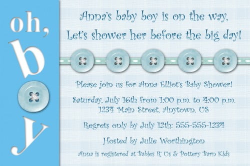 Baby Shower Invitations Wording Idea For Boys