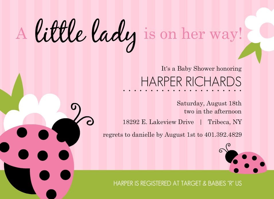 Ladybug Baby Shower Invitations Ideas For Girls