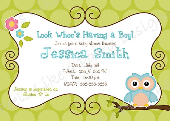 Owl Baby Shower Invitation Design