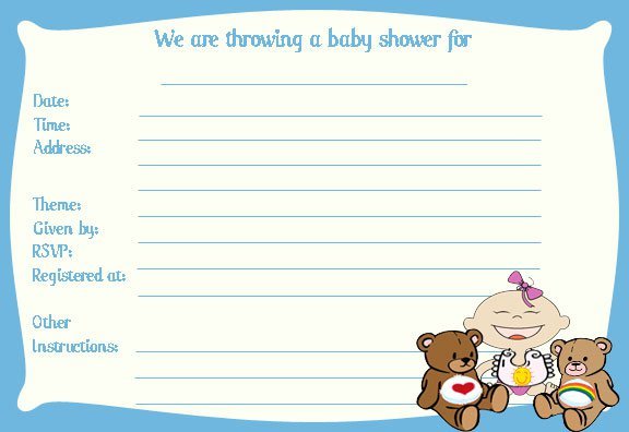 Printable Bear Baby Shower Invitations For boys