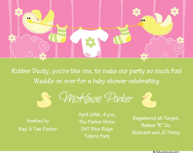 Rubber Duck Invitation Wording Ideas