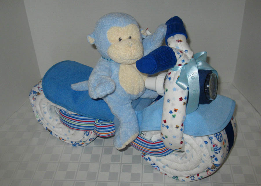 Blue Monkey Washcloth Decorating Gifts For Baby Shower