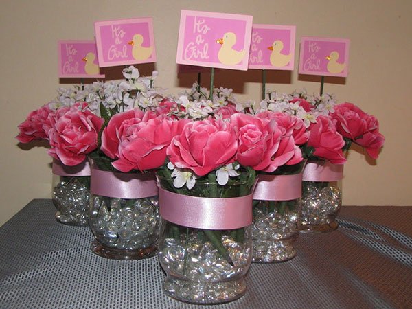 Girl Baby Shower with Floral Centerpieces