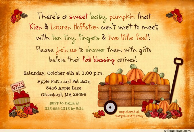 Golden Pumpkin Design For Fall Baby Shower Invitation Template