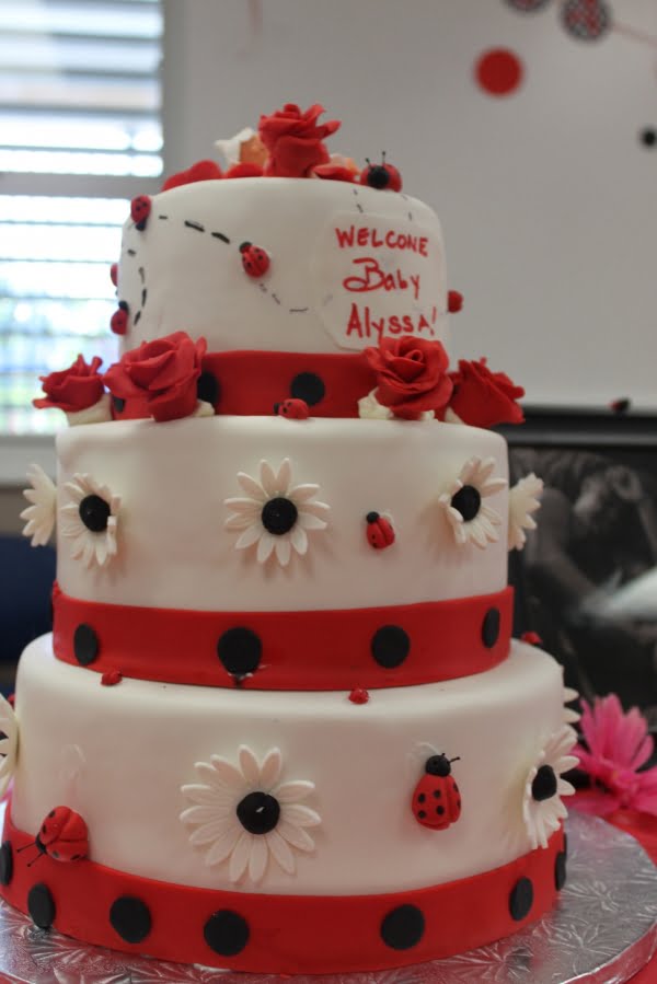 Ladybug Themes Baby Shower Cake Decoration