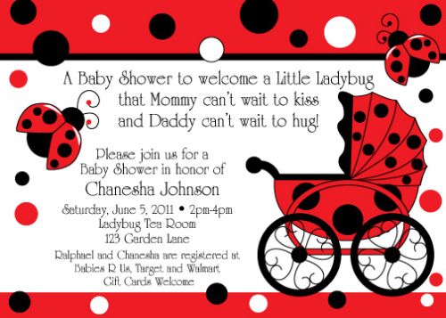 Ladybug Themes Baby Shower Invitation Ideas