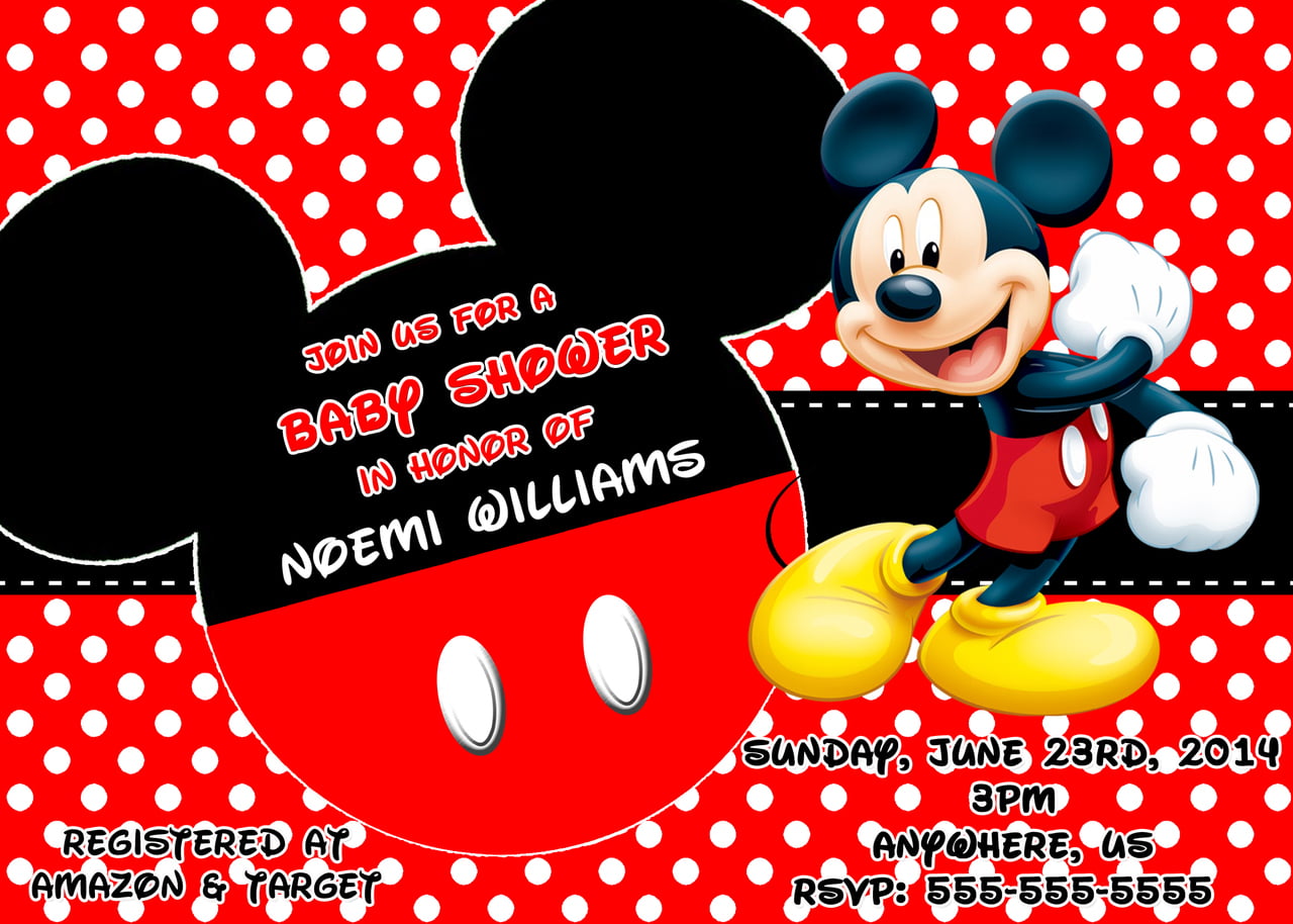 Mickey Mouse Theme Baby Shower Invitation Ideas