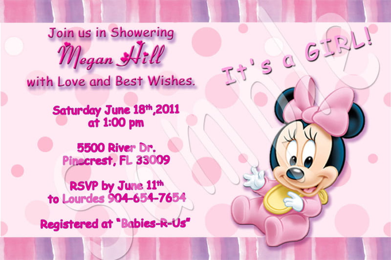 Minnie Mouse Baby Shower Invitations For Girls