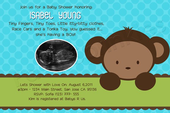 Monkey Themed Baby Shower Invitation Templates