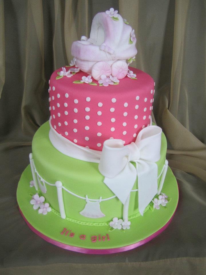 Pink And Green Baby Shower Cakes For Girls
