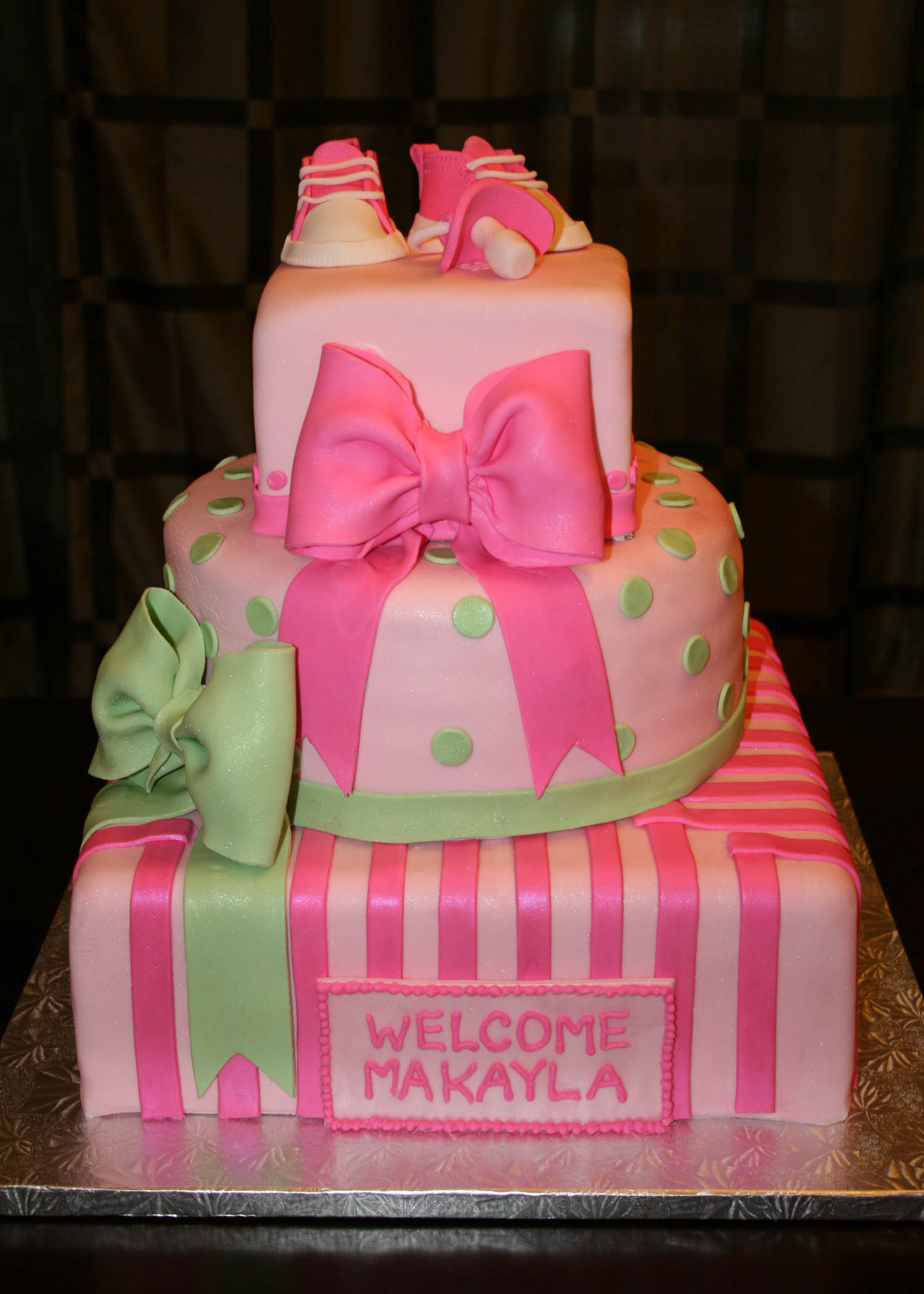 Pink And Green Girl Baby Shower Cakes
