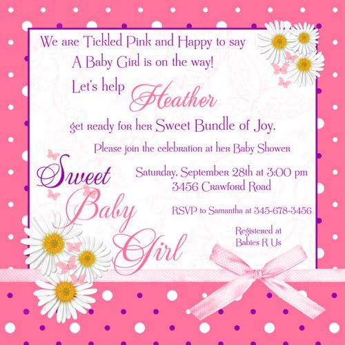 Pink Polka Dot Baby Shower Invitations Wording