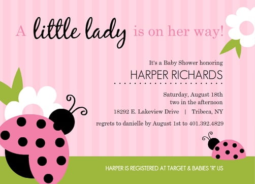 Pink and Green Girl Baby Shower Invitations
