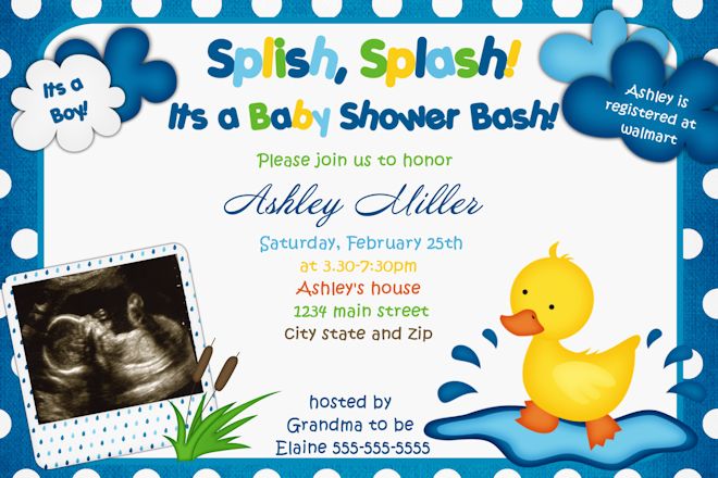 Rubber Duck Boy Baby Shower Invitations