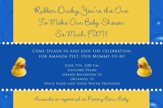 Rubber Ducky Baby Shower Invitation Templates