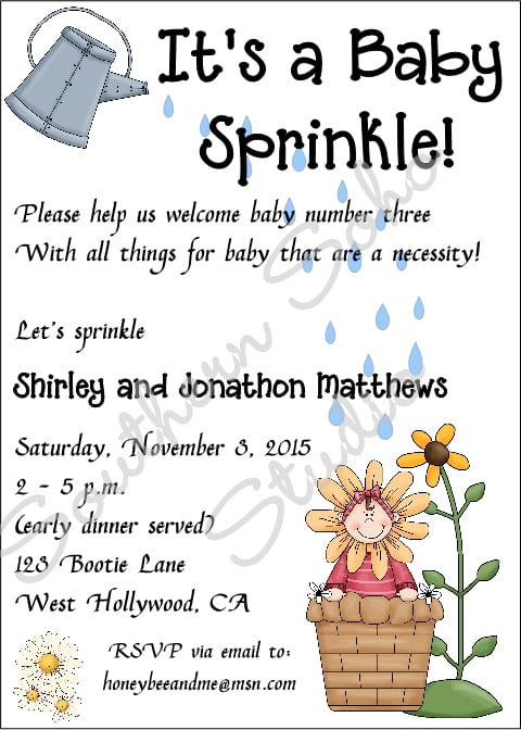 Sprinkle Baby Shower Invitation For Girl