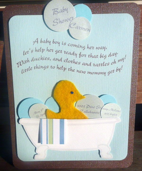Unique Handmade Duck Baby Shower Invitations