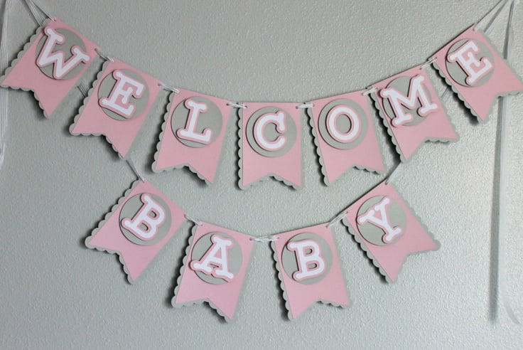 Welcome Baby Baby Shower Banner For Baby Girl