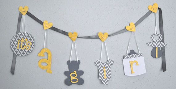Yellow and Grey Baby Shower Banners