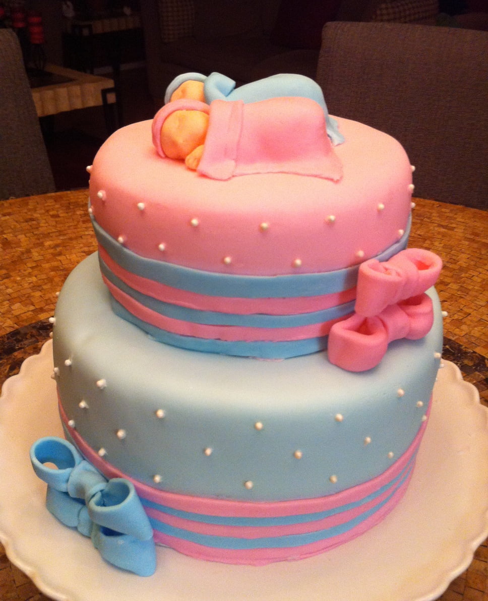 Adorable Pink And Blue For Twin Baby Shower Cakes
