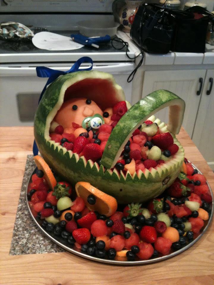 Baby Carriage Watermelon Fruit Basket For Baby Shower