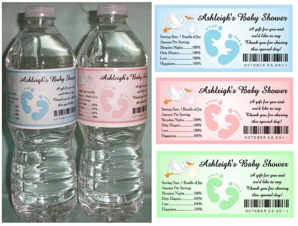 Baby Shower Footprint Water Bottle Labels