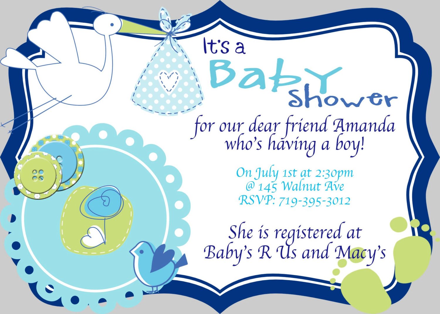 Baby Shower Sayings For Baby Boy Invitation