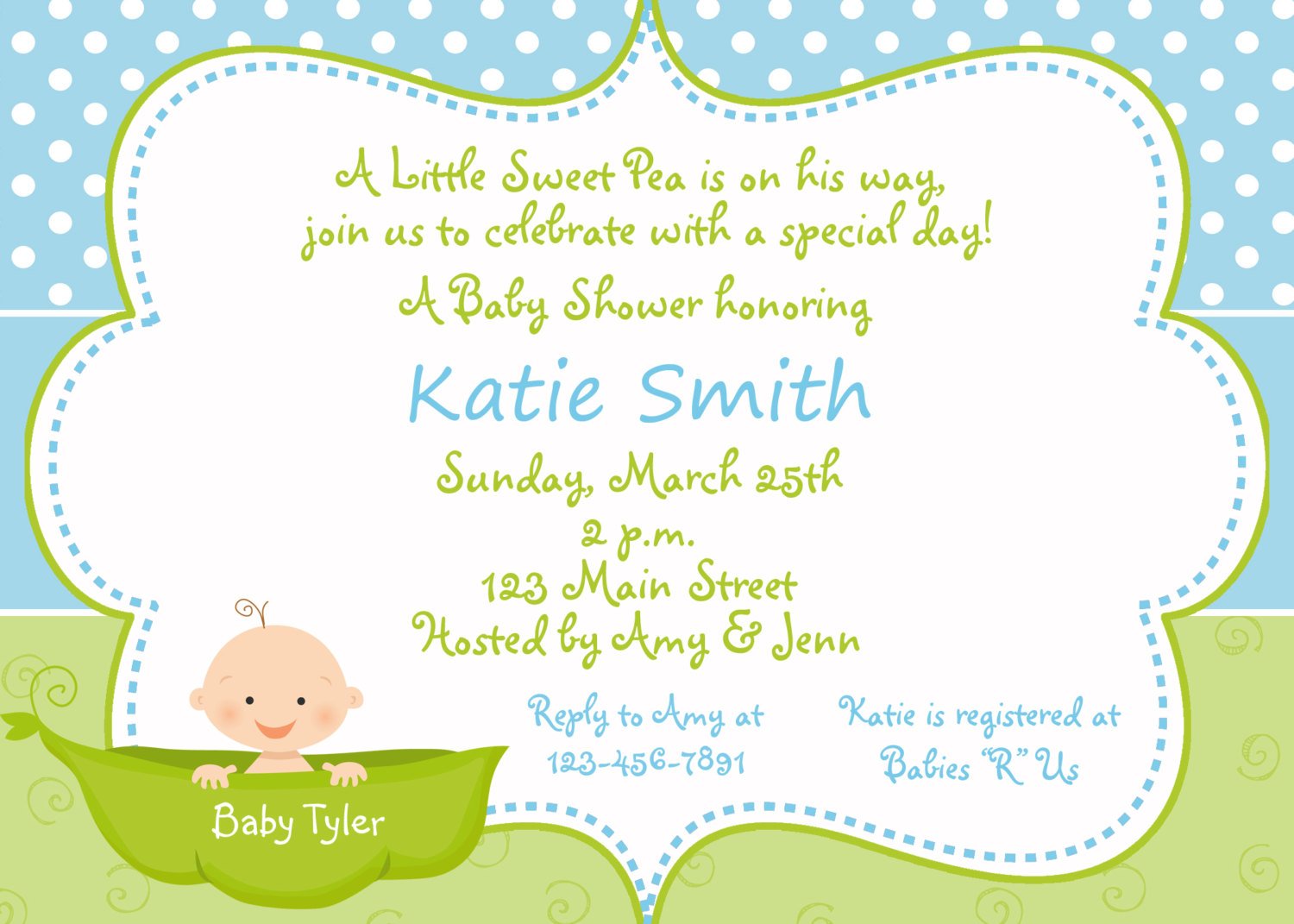 Blue And Green Baby shower Invitation Ideas