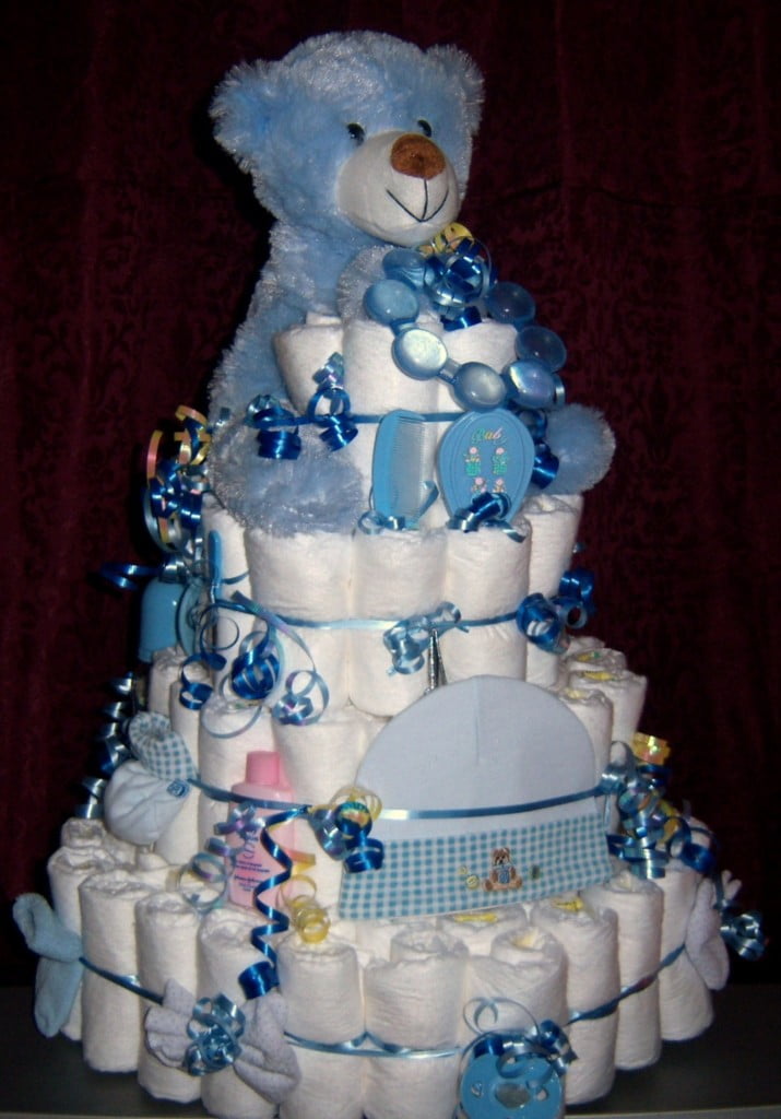Blue Bear Baby Shower Diaper Cakes