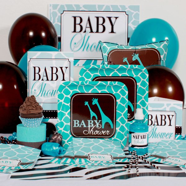 Blue Safari Baby Shower Tableware Pack