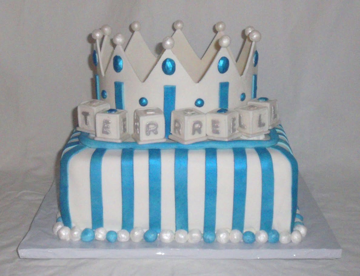 Boy Baby Shower Crown Fondant Cake