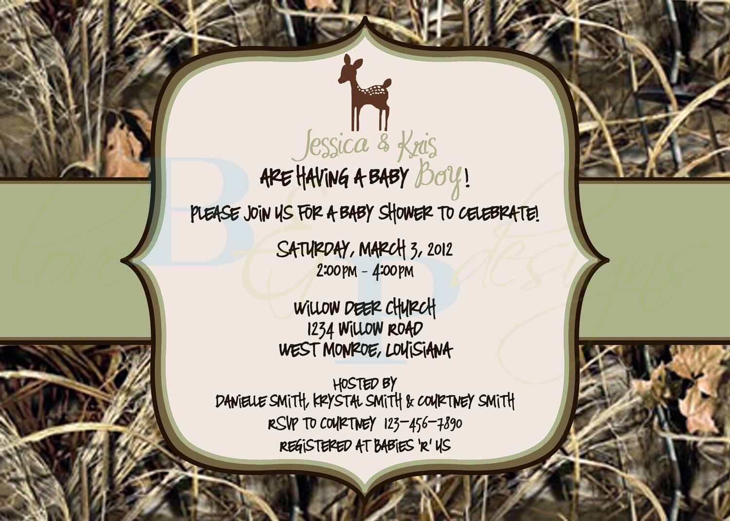 Camouflage Themed Baby Shower Invitation Templates