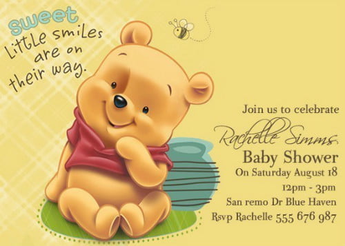Classic Winnie The Pooh Baby Shower Invitations Templates