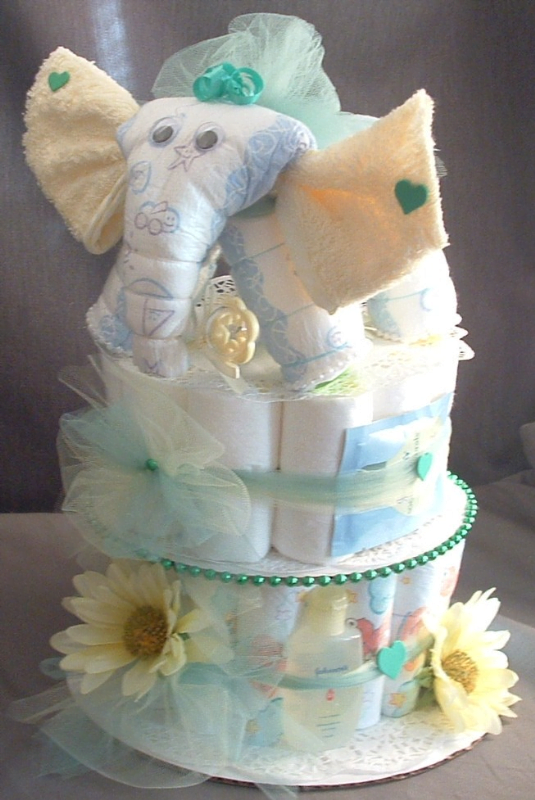 Elephant Baby Shower Diapers cake Design