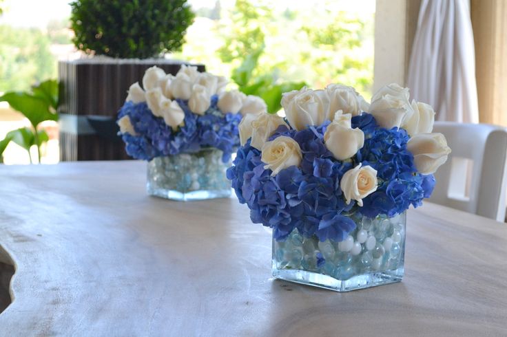 Floral Blue Baby Boy Baby Shower Centerpieces