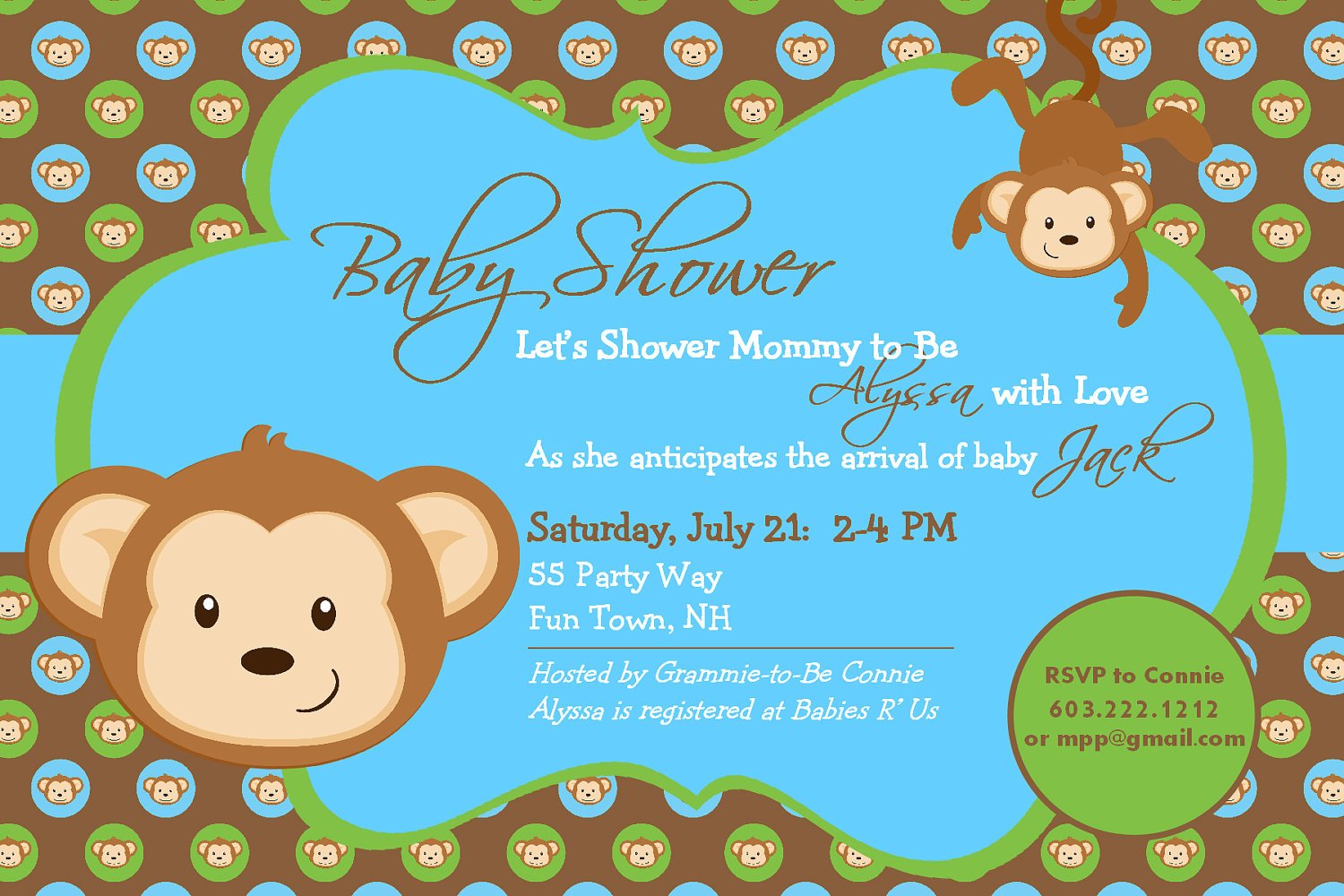 Free Printable Monkey Baby Shower Invitation