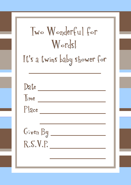 Free Printable Twins Baby Shower Invitations