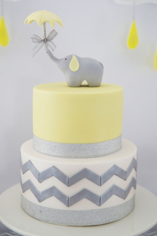 Gender Neutral Elephant Baby Shower Cake Ideas
