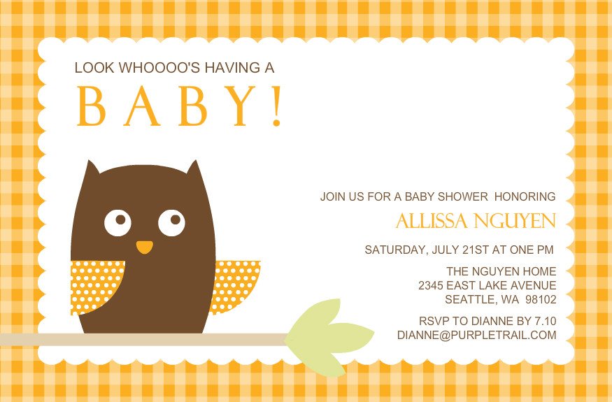 Gender Neutral Owl Baby Shower Invitation Ideas