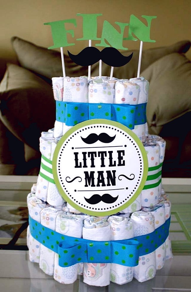 Inexpensive Baby Boy Baby Shower Diapers Cake