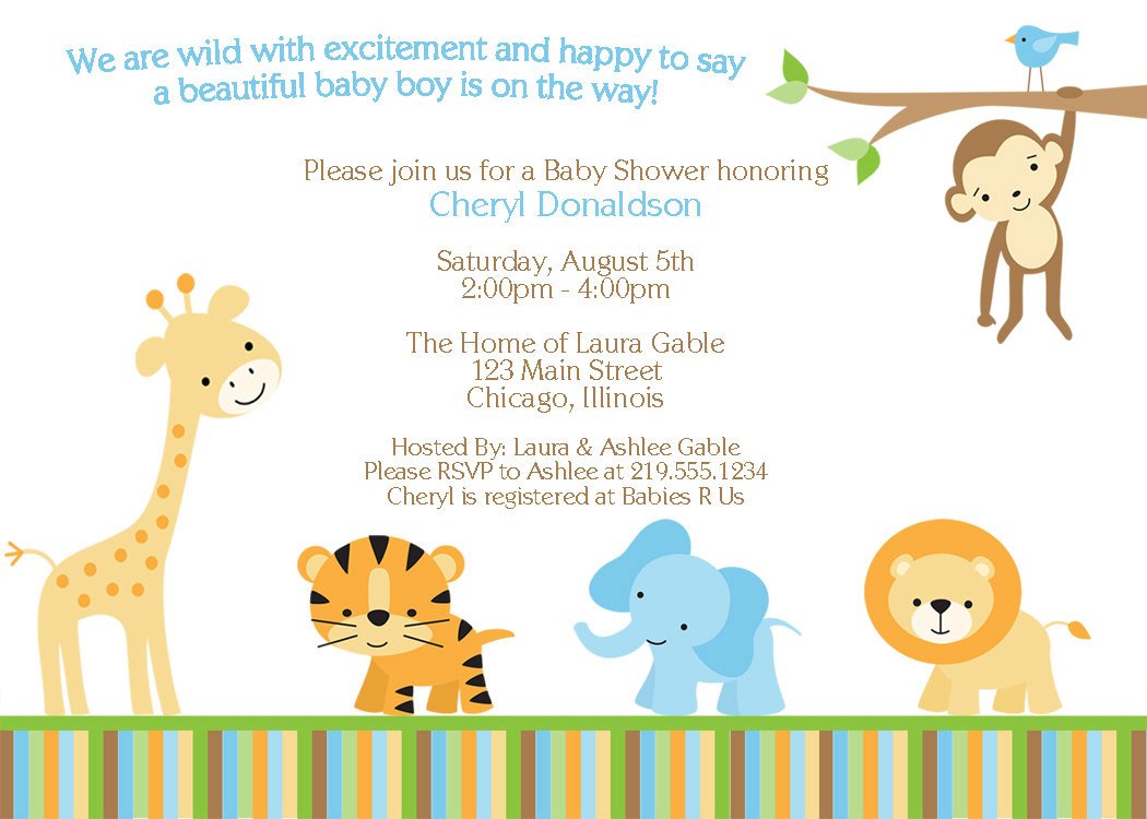 Jungle Theme Baby shower Invitation Template