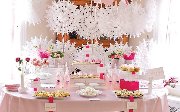 Modern Pink Tea Party Baby Shower Decoration Ideas