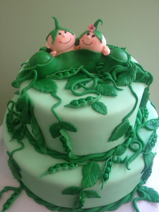 Pea In The Pot Baby Shower Cake Ideas For Twin