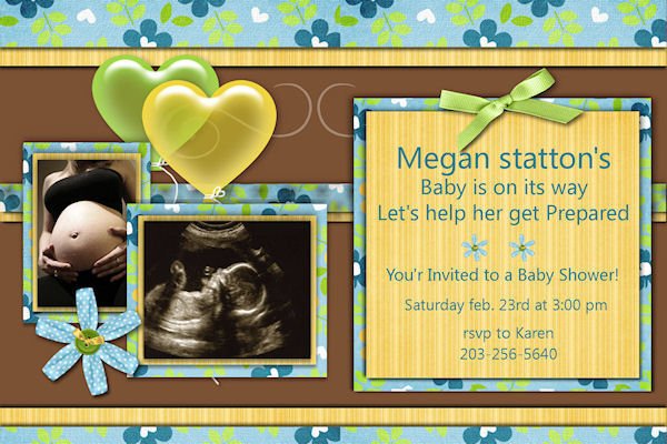 Personalized Floral Baby Shower Invitations For Neutral Gender