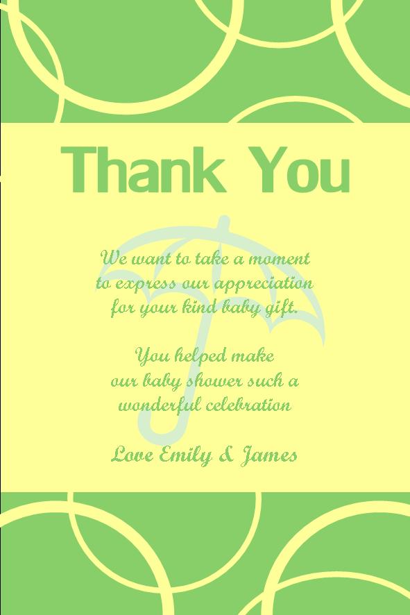 Personalized Umbrella Thank You Note For Baby Shower