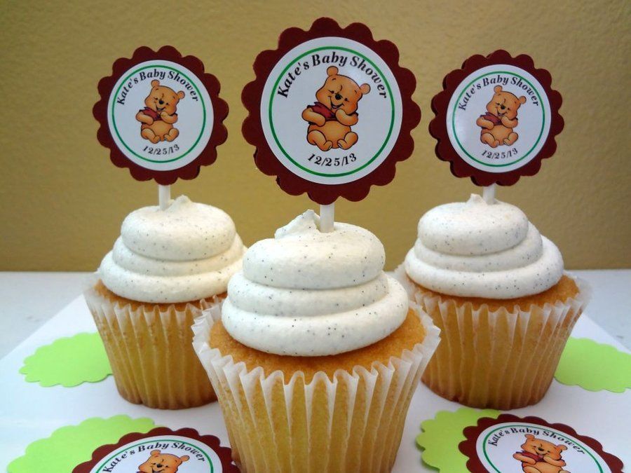 Personalized Winnie The Pooh Baby Shower Cupcake
