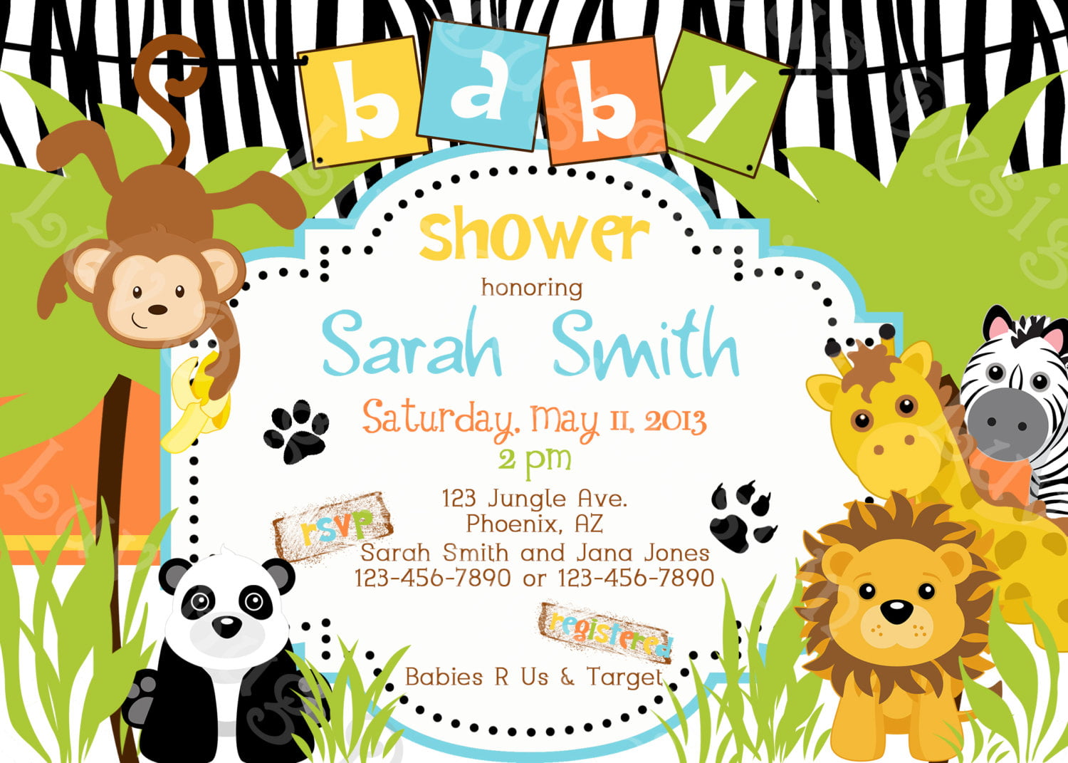 Printable Safari Themed Baby Shower Templates