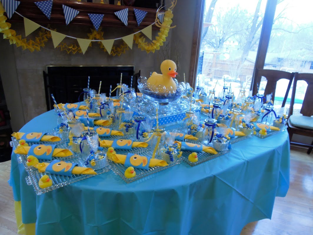 View Of Table Rubber Ducky Baby Shower Decoration