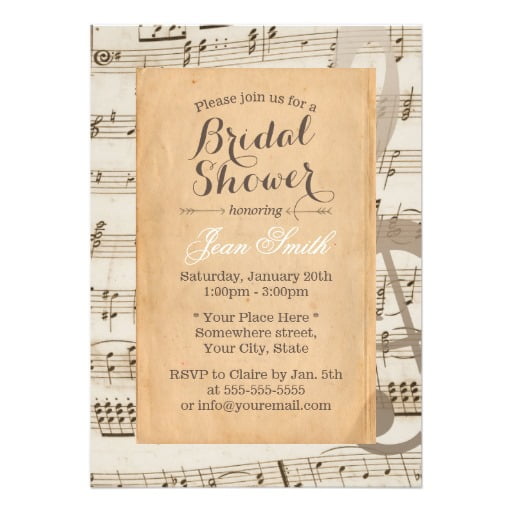 Vintage Musical Theme Baby Shower Invitation Templates