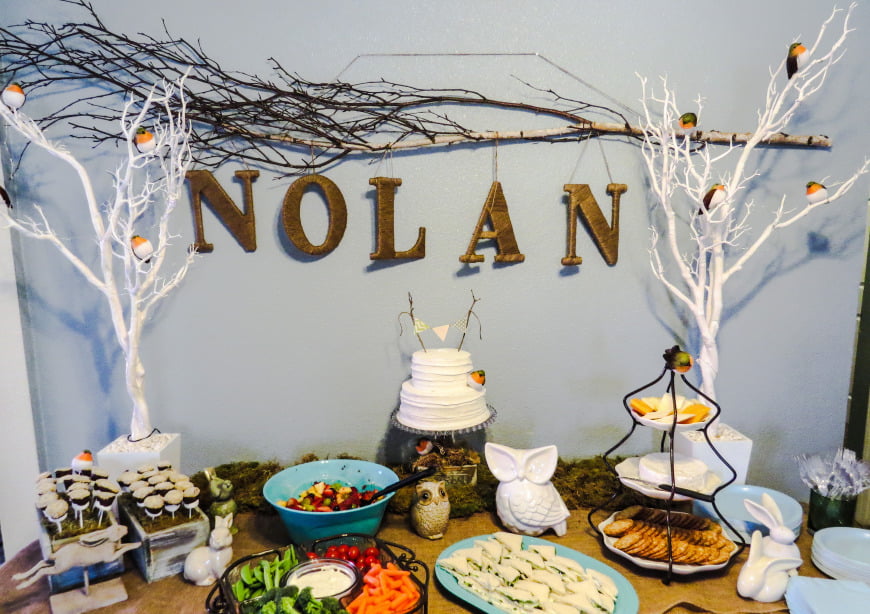 Woodland Themed Baby Shower Dessert Table Decoration